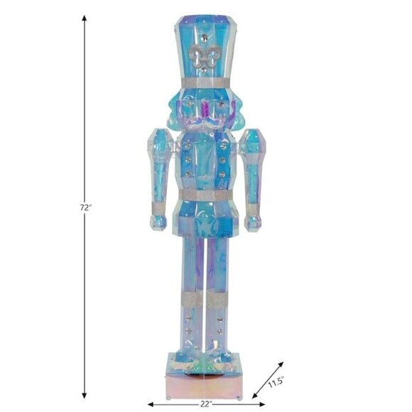 6 Ft Prismatic Nutcracker Toy Soldier Iridescent Christmas Yard Sculpture Decor - Picture 3 of 7